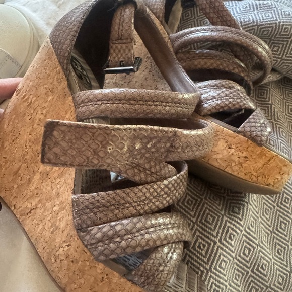 Tory Burch Jeanine Taupe Wedge Sandals - Picture 4 of 6